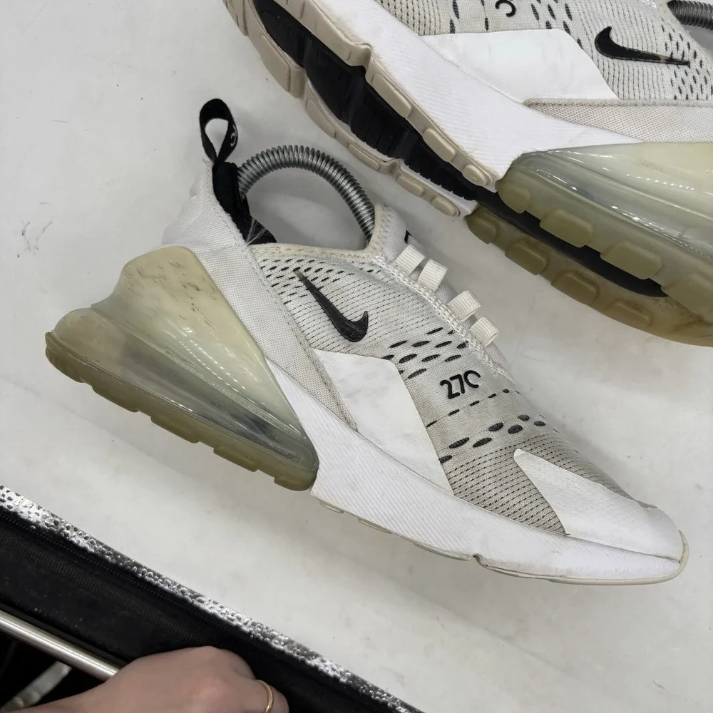 Nike Air Max 270 Shoes Womens 7.5 White Black Shoes Sneakers AH6789-100 No Laces
